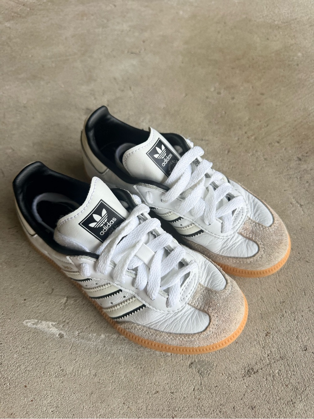 adidas Kids White & Black Classic Sneakers with Gum Sole